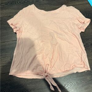 American Eagle Women's Pink Tie-Front Top